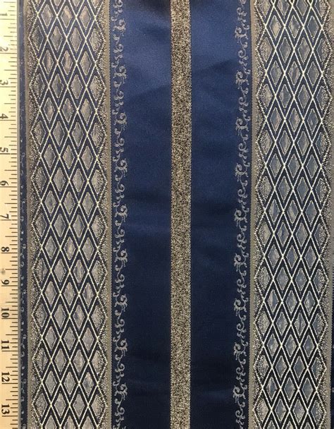 Designer Brocade Upholstery & Drapery Satin Striped Fabric Blue Gold LLPBB0004 | www ...