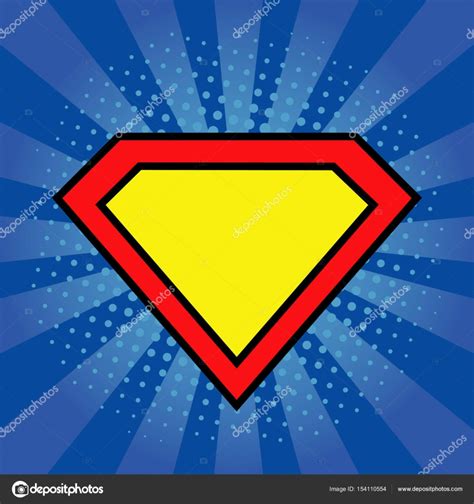 Superhero Logo Template At Bright Blue Pop Art Background Vector