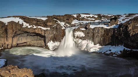 Aldeyjarfoss Waterfall Iceland Waterfall Nature Iceland Snow Hd