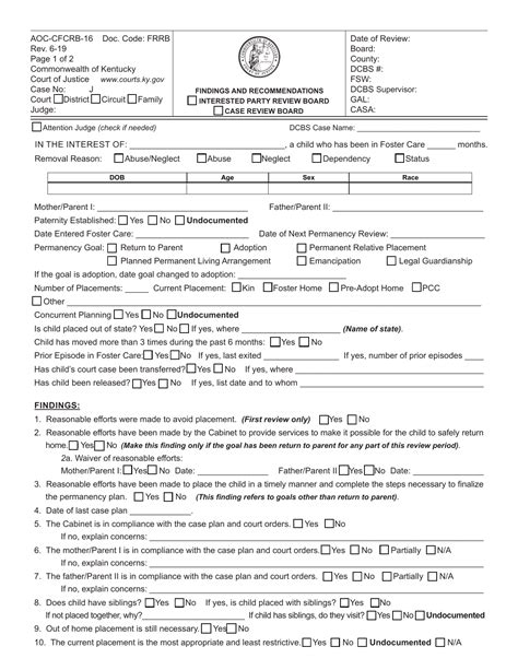 Form Aoc Cfcrb 16 Download Fillable Pdf Or Fill Online Findings And