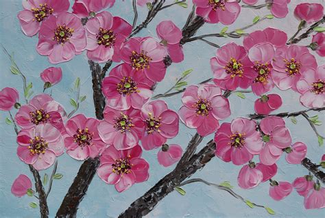 Cherry Blossom Original Oil Painting 12 By 95 Sakura Branch Etsy