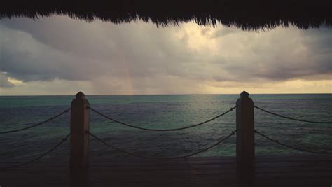 Rainbow After The Storm Sunset View Of Caribbean Sea And Tropical
