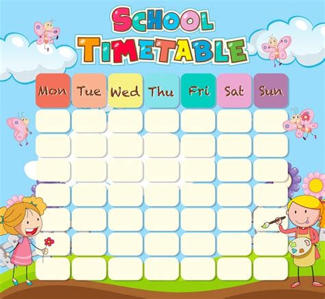 Free Vector School Timetable Template