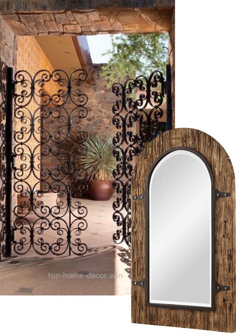 Garrick wrought iron black rectangular mirror 01106. rust arched mirror, rustic home, tuscan home, hacienda ...