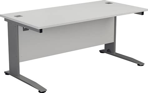 office hippo rectangular office desk with cable management system 160 cm silver frame white