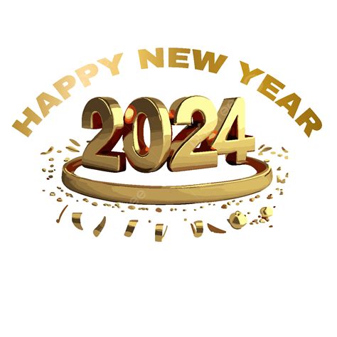 Golden Color 3d Happy New Year 2024 Vector 3d Happy New Year 2024 New