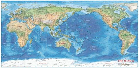 World Map Physical Pacific Centered Worldmaps In Pacific View World