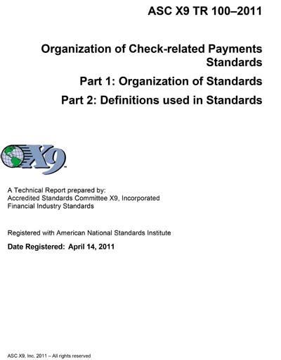 Asc X9 Tr 100 2011 Organization Of Standards For Paper Based And