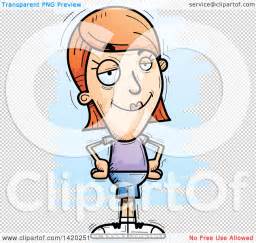 Clipart Of A Cartoon Doodled Confident White Woman Royalty Free