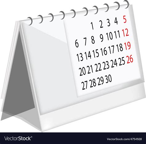 Table Calendar Royalty Free Vector Image Vectorstock