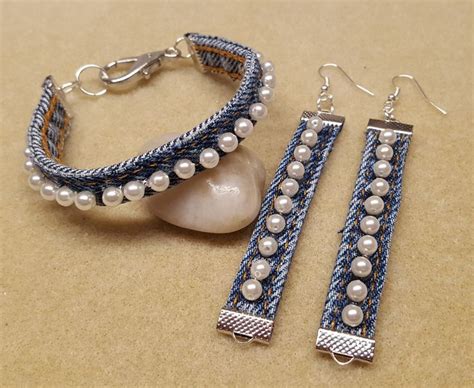 Denim Seams And Pearls Denim Jewelry Denim Earrings Jewelry Crafts