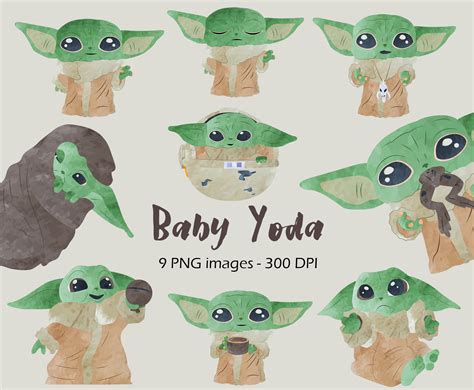 Baby Yoda Clipart Baby Yoda Png Baby Yoda Mandalorian The Etsy Canada