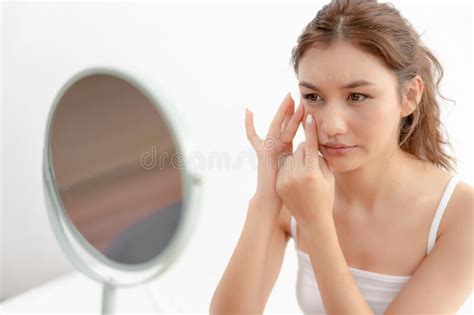 Woman Worried About Face Dermatology Rosacea Dermatitis Allergic