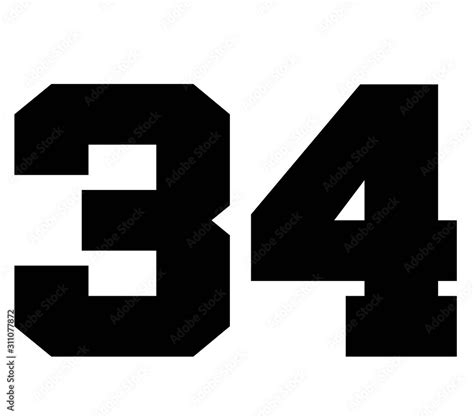 34classic Vintage Sport Jersey Number Uniform Numbers In Black As Fat