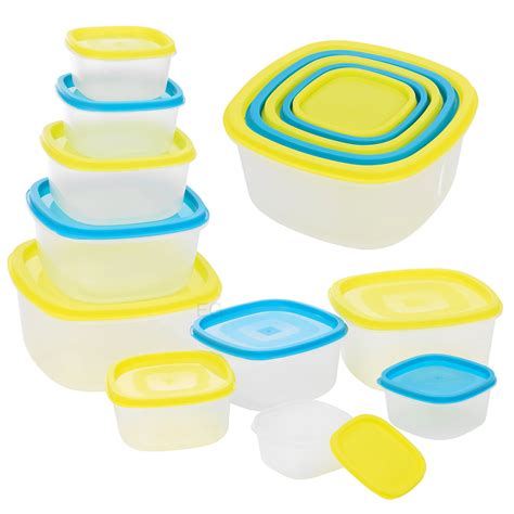 5 Pc Stackable Nesting Food Storage Containers Coloured Lid Plastic