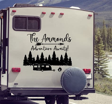 Rv Last Name Decal Adventure Awaits Motorhome Decal Camper Decal