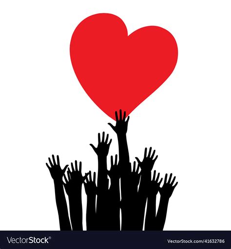 Hands With Heart Raised Volunteering Royalty Free Vector