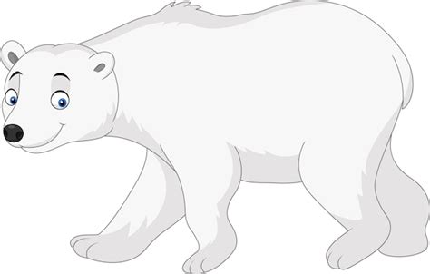 Cartoon Polar Bear Isolated On White Background Vecto