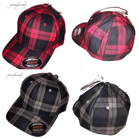 Flexfit Baseball Caps Mens And Womens Check Premium Flex Fit Hats Fitted Baseball Caps