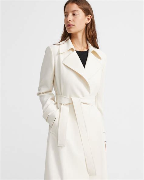 Oaklane Trench Coat in Crepe | Trench coats women, Trench coat, White wool trench coat