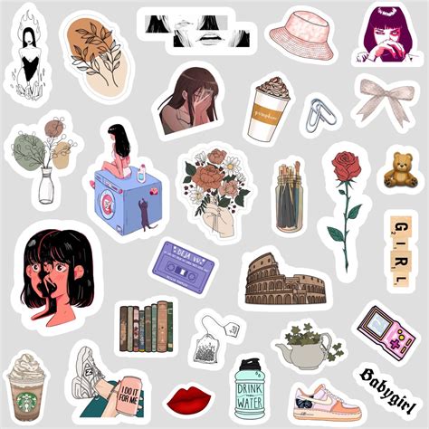 Girls Aesthetic Print Stickers Sticker Collection Aesthetic Stickers