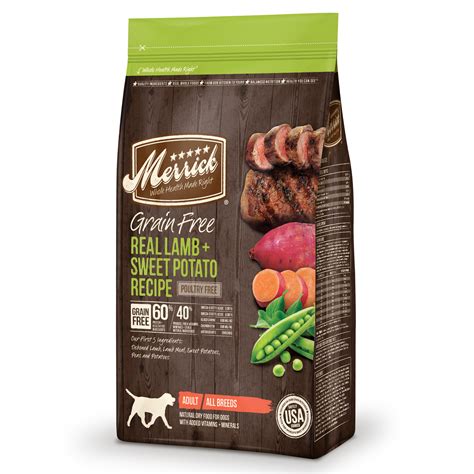 To give every dog or puppy the best chance of a healthy life, try taste of the wild's natural, grain free dog food. Merrick Grain-Free Real Lamb + Sweet Potato Recipe Dry Dog ...
