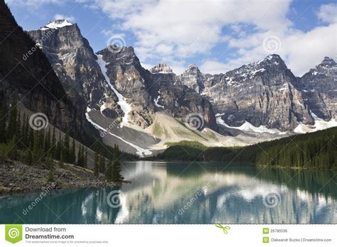 View Of Moraine Lake In Canadian Rockies Stock Photo Image Of Forest