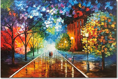 Diathou 24x36 Inches 100 Hand Painted Oil Painting Lovers Stroll The