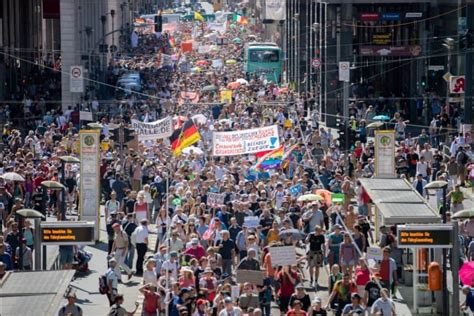 gigantic demonstration against the new normal in berlin police crack down anti empire
