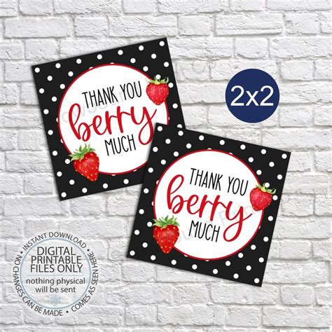 Printable Berry Thank You Tags Teacher T Tags Thank You Berry Much