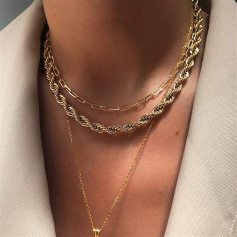 Chunky Rope Chain Neckontheline Gold Necklaces Gold Necklaces Layered