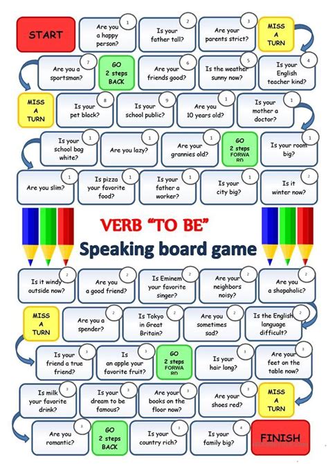 Verb To Be Speaking Boardgame English Esl Worksheets English