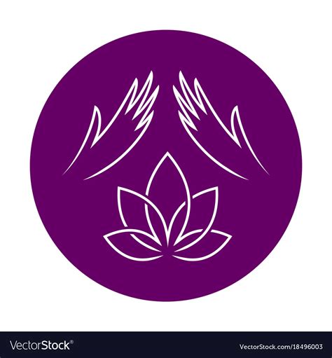 Massage Logo With Elegant Woman Hands And Lotus Vector Image