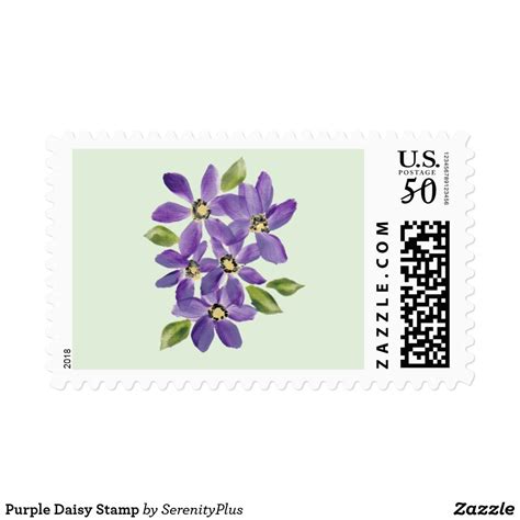 Purple Daisy Stamp Purple Daisy Stamp Hand Painted Flowers