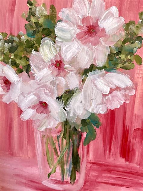 Stunning Original Vase Of Flowers Oil Painting Angela Jayne