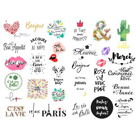 1 Pcs French Text Bless Words Precut Cute Aesthetic Book Journal Stickers Scrapbooking