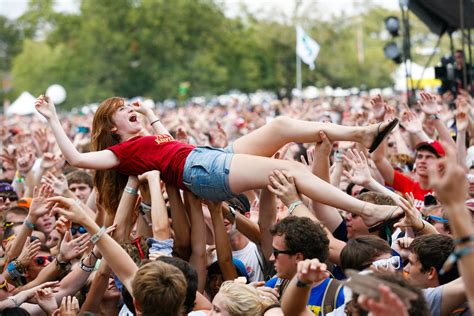 Red Headed Girl Crowd Surfing At The Austin City Limits Music Festival Steve Wrubel Acl