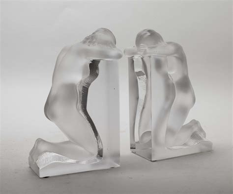 Pair Of Lalique Clear And Frosted Reverie Bookends Witherells
