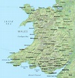Map of Wales with relief and cities | Wales | United Kingdom | Europe ...