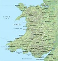 Mapa de Gales con relieve y ciudades | Gales | Reino Unido | Europa ...