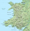 Mapa de Gales con relieve y ciudades | Gales | Reino Unido | Europa ...