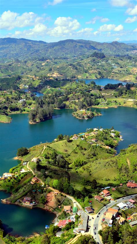 Download Wallpaper River Panorama Colombia Islands Guatape Section