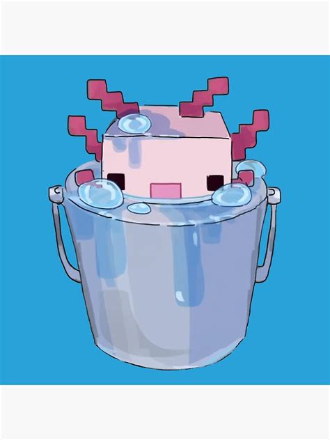 Cute Axolotl Bucket Minecraft Concept Art Sticker By Panda Monium My