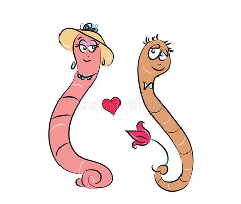 Two Cartoon Worms In Love Stock Vector Illustration Of