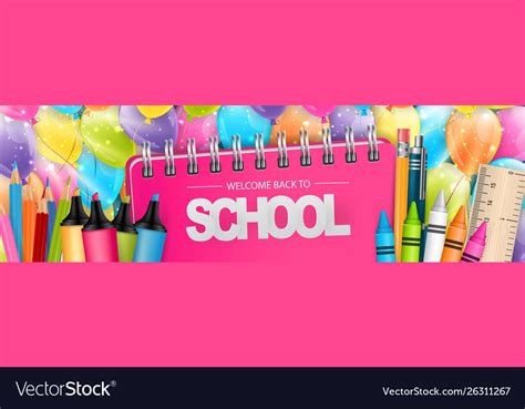 Welcome Back To School Banner Or Website Header Vector Image