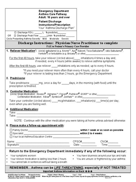 Adult Edacp Patient Discharge Instructionsmarch20 Asthma