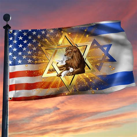 Jewish Grommet Flag Lion Of Judah Israel American Flag Qnk1023gf Flagwix