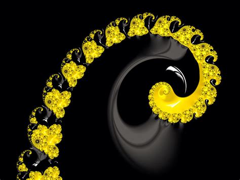 Yellow Fractal Spiral On Black Digital Art By Matthias Hauser Fine