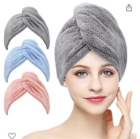 Beoffer 3 Pack Microfiber Hair Towel Wrap Super Absorbent Twist Turban