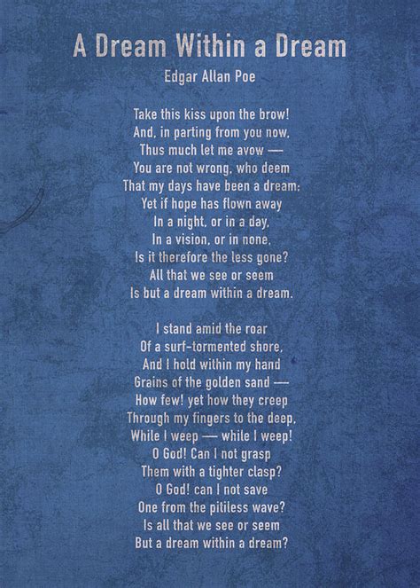 A Dream Within A Dream By Edgar Allan Poe Classic Poem On Blue Worn